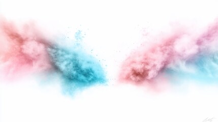 Fototapeta premium Colorful cloud explosions with pastel blue & pink powder effect