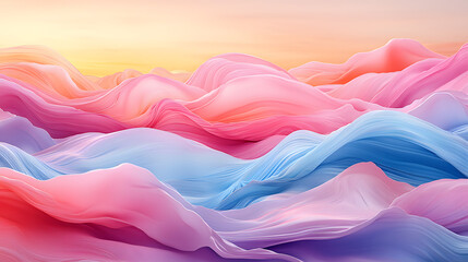 Obraz premium Abstract Pastel Fabric: A mesmerizing display of flowing fabric, rendered in a symphony of pastel colors, creating a sense of movement and ethereal beauty.