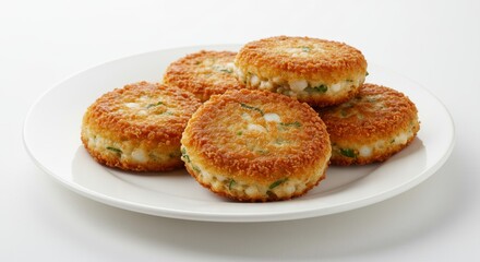 Crispy Fried Fish Cakes Appetizing Seafood Patties on Plate