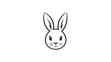 Simple line art rabbit head illustration