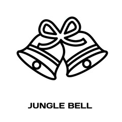christmas bells with ribbon editable stroke outline icon isolated on white background flat vector illustration, black outline, Pixel perfect
