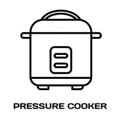 Pressure cooker editable stroke outline icon isolated on white background flat vector illustration, black outline, Pixel perfect