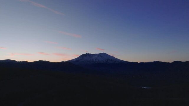Sunrise at Mt St Helens in the Beautiful Pine Forest Cascade Mountains in Washington USA