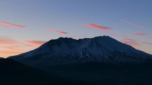 Sunrise at Mt St Helens in the Beautiful Pine Forest Cascade Mountains in Washington USA