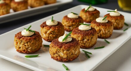 Delicious Crab Cakes Appetizer Platter Gourmet Food Seafood Party Catering