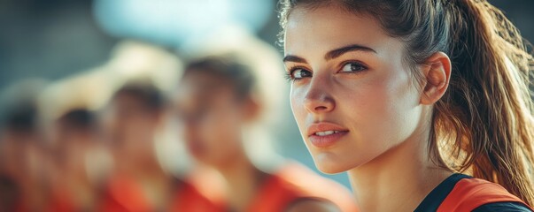 Confident Female Basketball Coach Leading Her Team During a Practice Session