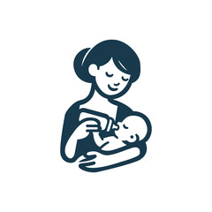 Mother Feeding Baby With Milk In Bottle