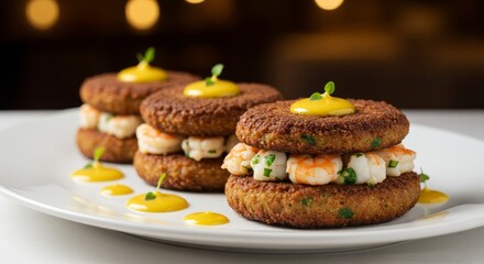 Delicious Falafel Burgers with Shrimp Lemon Sauce Gourmet Appetizer