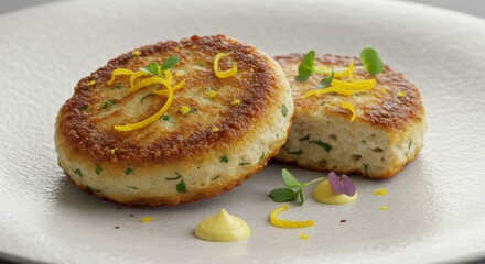 Gourmet Fish Cakes with Lemon Zest Herbs and Creamy Sauce
