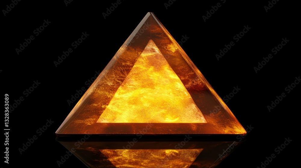 Aufkleber a glowing triangle shape with a reflective bottom surface