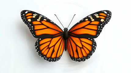 Fototapeta premium Vibrant Monarch Butterfly with Orange and Black Wings on White Background