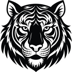 Tiger Face Silhouette Vector Logo - Monochrome Icon