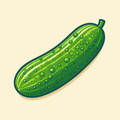 green cucumber on white background