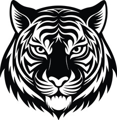 Tiger Face Silhouette Vector Logo - Monochrome Icon © azad