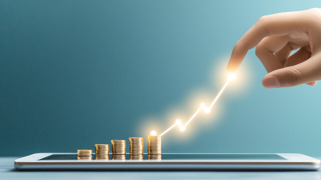 Investment growth action digital environment financial content business influence positive trend analysis - Powered by Adobe
