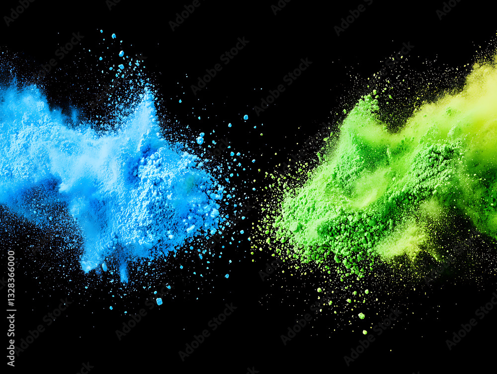 Poster vibrant color explosion abstract art digital composition black background dynamic view creative conc