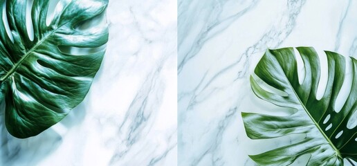 Marble podium in pool with palm leaves - Luxury summer tropical background for product placement