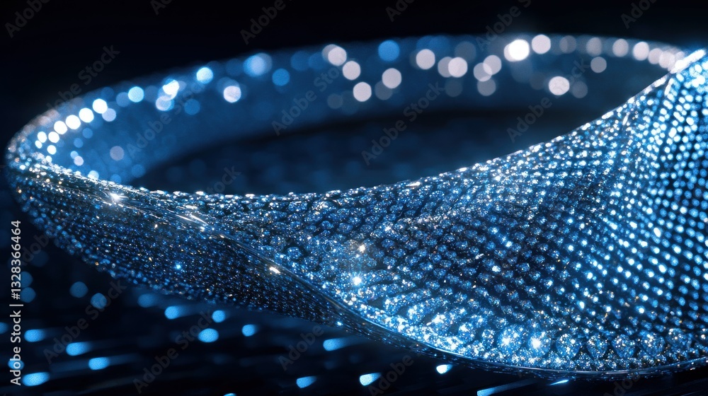 Poster an abstract blue glowing futuristic structure with highlights and patterns