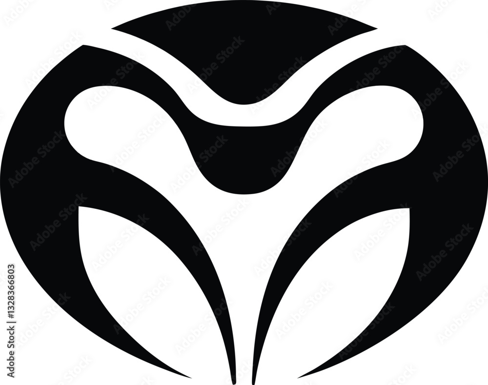 Poster mysterious symbol: a minimalistic, eye-catching graphic featuring a stylized design of flowing curve