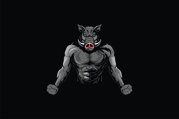 razorback cartoon character mascot vector image template