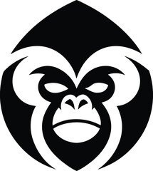 Monkey Face Logo Silhouette Vector Illustration - Minimal Monochrome Icon for Creative Wildlife Branding