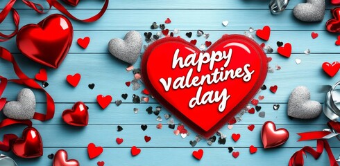 Valentine's Day Background featuring Hearts and Typography for Happy Valentines Day Greeting Card