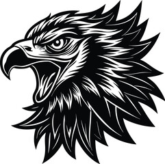 Roaring Eagle Face Silhouette Vector Illustration - Minimal Monochrome Logo Icon