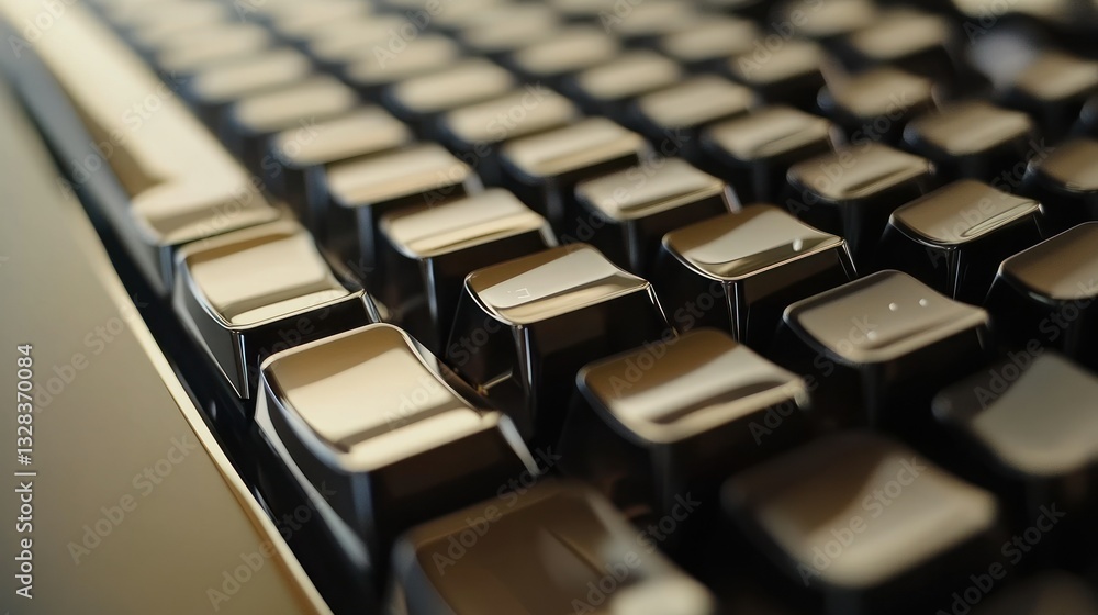 Aufkleber close up shot displaying a gold and black keyboard interface