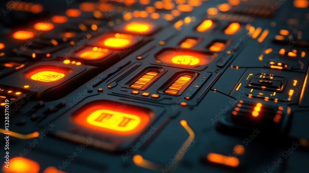 Poster an illuminated circuit board showing a digital technology concept