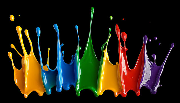 Vibrant paint splashes display studio setting visual art dark background close-up creativity unleashed