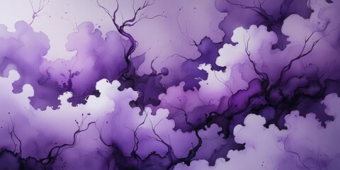 Obraz premium Beautiful ink effect grungy violet gradient watercolor artistic brush paint stain background. Paper textured purple abstract watercolor painted.
