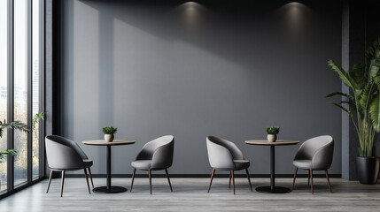 Fototapeta premium Modern Minimalist Cafe with Grey Tones