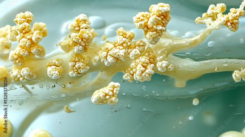 Poster microscopic view of unique microbial structures in aquatic environment capturing intricate details a