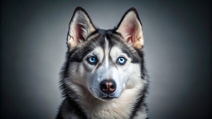 Siberian Husky Dog Portrait: Striking Blue Eyes Studio Shot