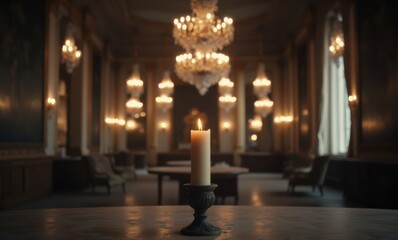 Candlelit elegance in a grand room