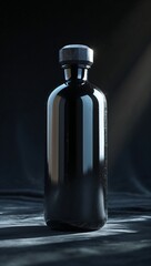 Elegant Black Glass Bottle: A Photorealistic Product Showcase
