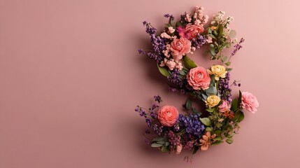 Floral letter S; pastel blossoms