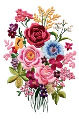 Flower bouquet embroidery pattern plant.