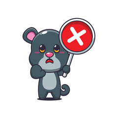 Panther cartoon vector illustration with wrong sign