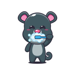 Panther cartoon vector illustration brushing teeth