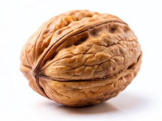 Fototapeta premium Single Walnut on White Background - High-Resolution Stock Photo