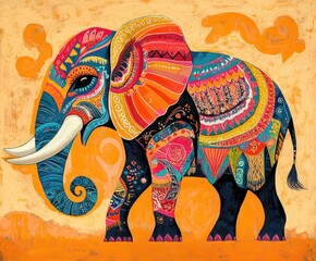 Obraz premium Elephas maximus in vibrant colors