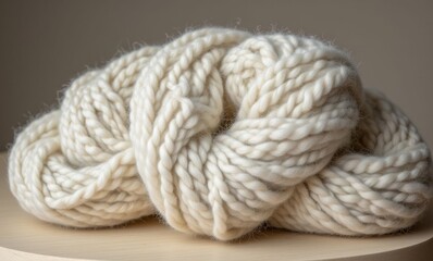 Soft cream-colored yarn bundle