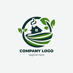 ECO FRIENDLY LOGO-7.epsSustainable living logo design for community gardens urban farming initiatives and green housing developments