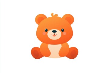 Obraz premium Adorable cartoon orange bear cub sitting. Cute illustration