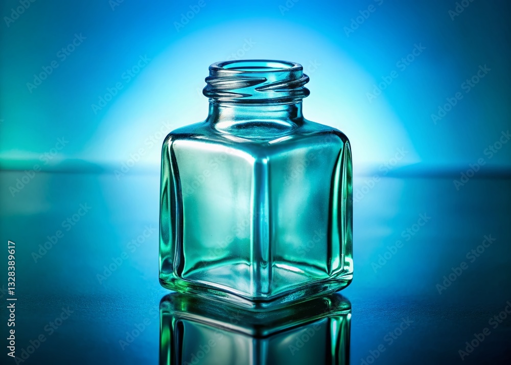 Aufkleber small empty square glass bottle with cap - isolated on transparent background - high depth of field 