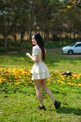 Fototapeta premium little girl walking in the park
