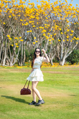 little girl walking in the park