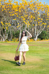 little girl walking in the park