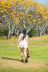 little girl walking in the park